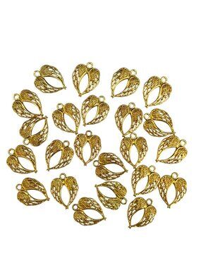 Gold Tone Angel Wing Charms Set Of 23 Metal Alloy 7/8 Inch Size Jewelry Making